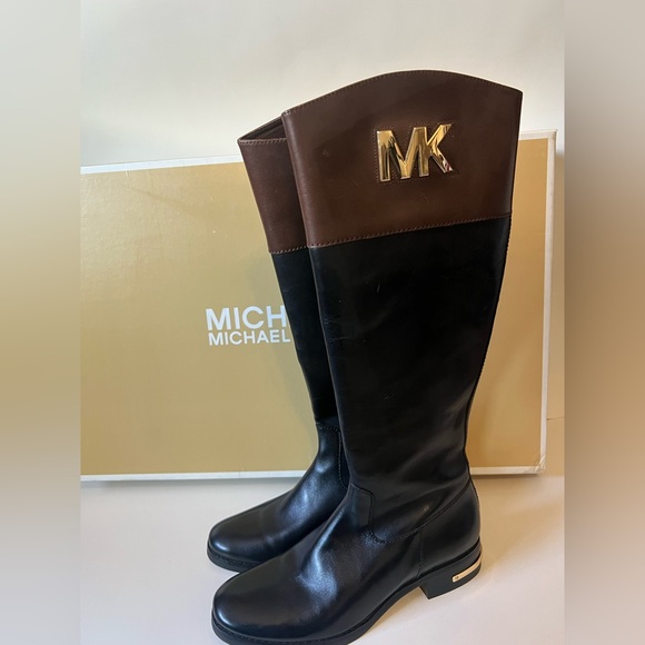 A BRAND NEW Michael Kors Black/Mocha Hayley Flat Boot, Size 6.5 - Picture 4 of 4
